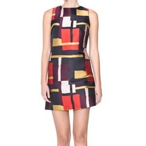 Alice + Olivia Womens Sleeveless Shift Dress Abstract Geometric Size 4